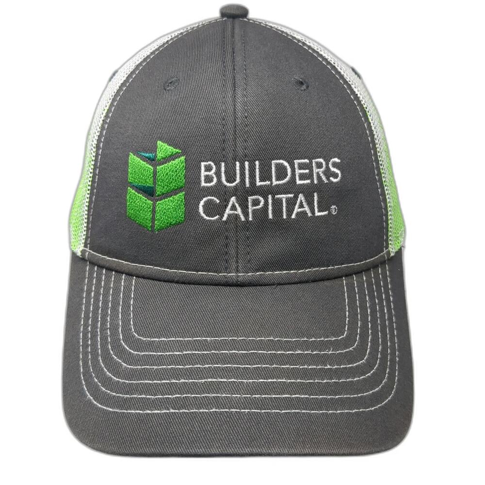 Cap America Builders Capital Trucker Hat Gray Green One Size Mesh Snapback